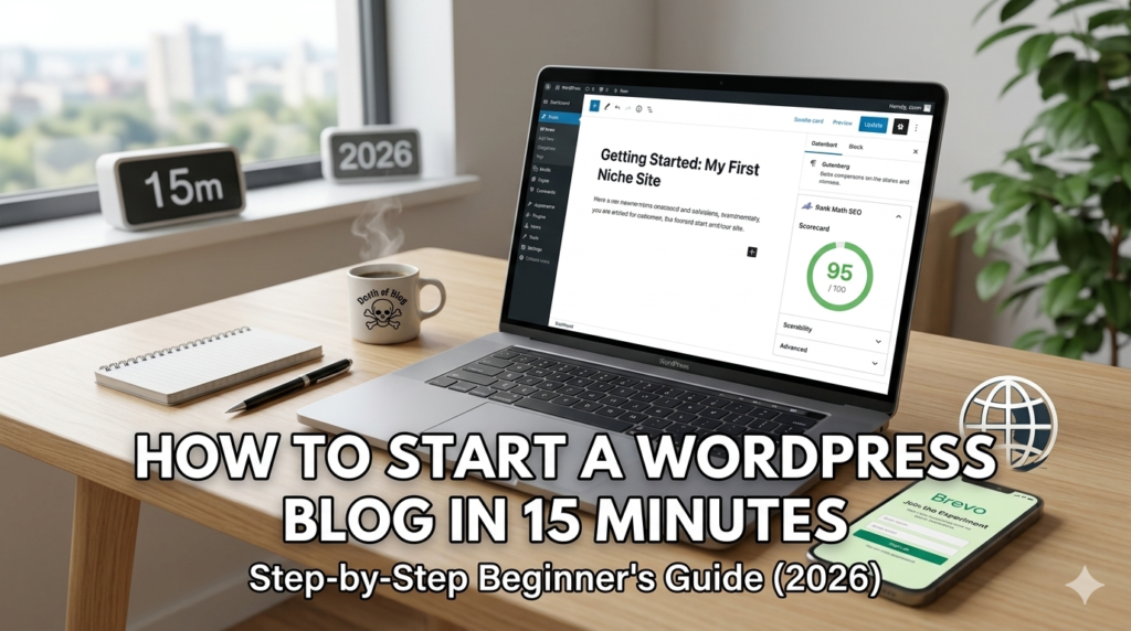 How to start a wordpress blog in 15 minutes beginner's guide with Rank Math and Brevo integration