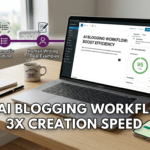 My advanced AI blogging workflow infographic with Rank Math 92 SEO score