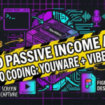 Neo-Brutalism poster explaining how to build digital nomad passive income apps using YouWare AI Vibe Coding without code